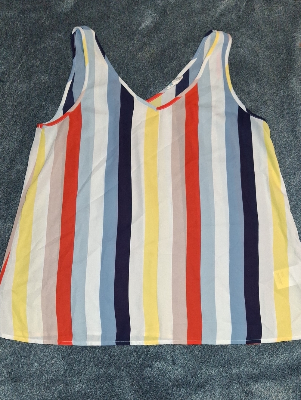 Tribal Jeans Sleeveless V-Neck Tunic with Vertical Multicolor Stripes